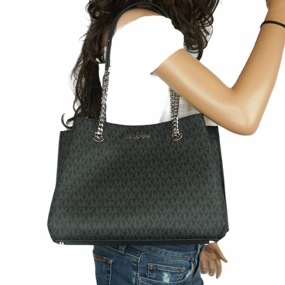 Michael Kors Teagen Tote + Wallet Set MK Black - Picture 10 of 16